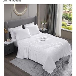 BRAND NEW Deep Pocket Sheets Comfy - Easily Fits Sheets, Wrinkle  (White, Queen)